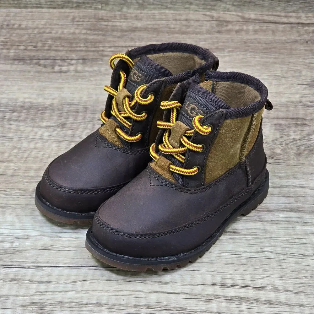 UGG Bradley Toddler's Size 7 Brown Leather Suede Side Zip Ankle Boots (1094574T)